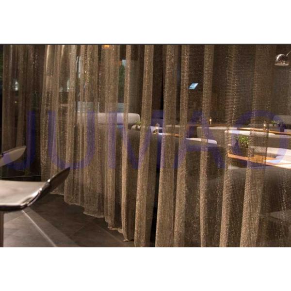 Bronze Hotel Metal Ring Curtain Antique Copper Space Partition With 22 Mm Rings