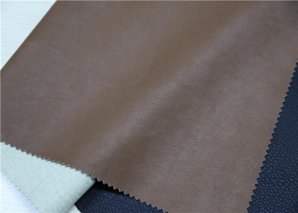 Embossed Brown Faux Leather Fabric , Faux Leatherette Fabric Abrasion Resistant