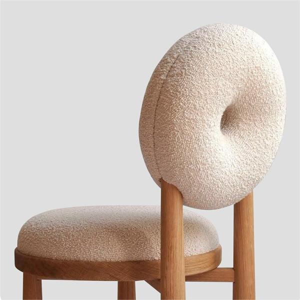 Oak Wooden Cashmere Dining Chairs Lamb Velvet For Modern Office