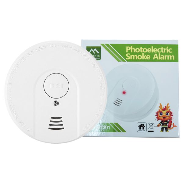 JAT-1201 Photoelectric Smoke Detector, EN14604:2005/AC:2008 Certified Fire Alarm, 85dB High Sound Sensitivity Smoke Alarm Detector, Ceiling Mount Fire Safety Sensor for Home Office Hotel