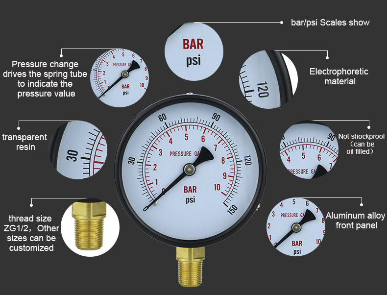 4 Inch Panel Manometer Precision Pressure Gauge Hydraulic with Customized Support OEM
