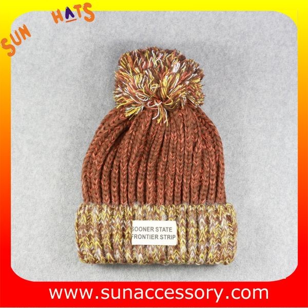 AK17014 Sun Accessory customized acrylic knitted hat and cap, logo can be sewing on the cap