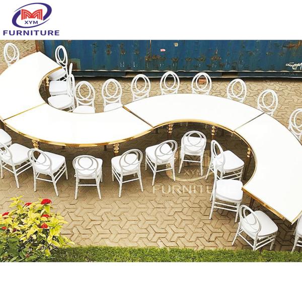Golden Stainless Steel Tables And Chairs Outdoor Party Free Arrangement S Row Furniture
