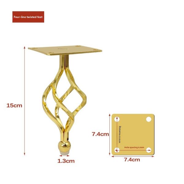 Luxury Hollow Gold Furniture Sofa Legs Manufacturers Direct Sales Conical Metal Cabinet Table and Chair Legs Modern Sofa Legs