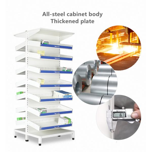 Steel Pharmacy Medicine Display Racks Single Sided Pull Out
