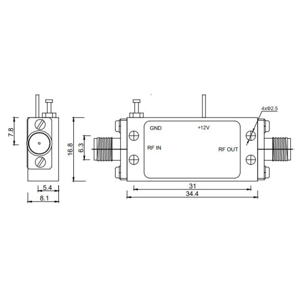 2 до 18 усилитель Wifi RF dBm усилителя силы P1dB диапазона GHz Ku 17
