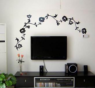 Waterproof Antique Designer Wall Flower Stickers G122, Floral Wall Stickers /Design Wall Sticker /Wall Sticker Art