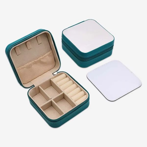 Custom Small Luxury Zipper Leather Portable Sublimation Storage Jewelry Travel Box For Necklace Earring Ring