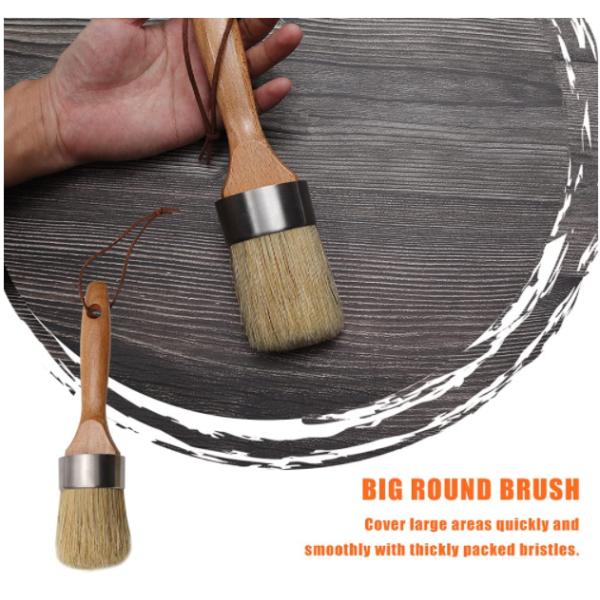 2PCS Chalk Paint Wax Brush Plated Ferrule  For Furniture