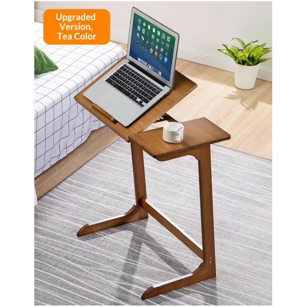 Foldable Bamboo Computer Desk Home Coffee Breakfast Computer Table Multifunction Adjustable Corner Desk for Living Room Bedroom