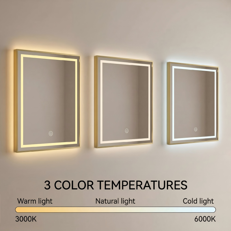 Kingstin Luxury Custom Stainless Steel Smart LED Bathroom Mirror | Dimmable, Anti-Fog & Bluetooth | Backlit Wall Vanity Mirror