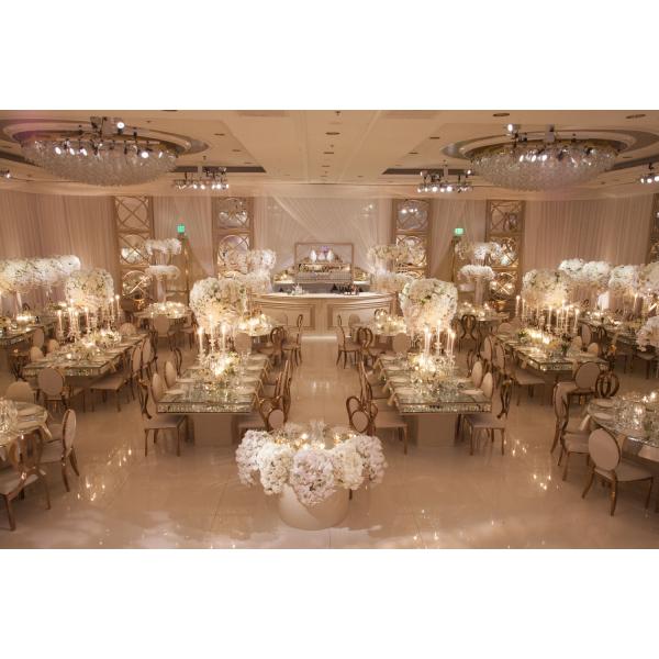 ODM Crystal Pendant Gold Coffee Table Tempered Glass Countertop For Hotel