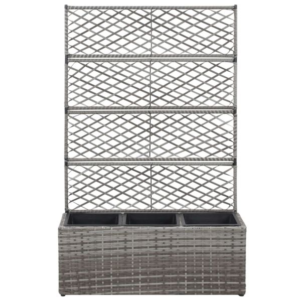 Trellis Raised Bed with 3 Pots Indoor Outdoor Garden Patio Courtyard  Poly Rattan Planter Promotion Usage for Climbing  Plants