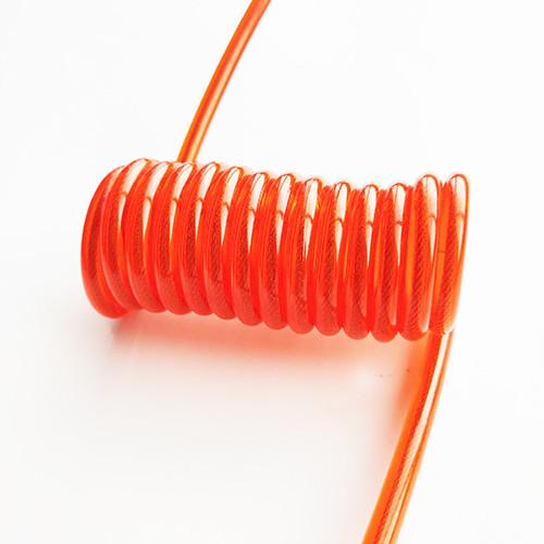 Securing Steel Wire Coil Spring Lanyard Clear Orange Plastic PU Coated