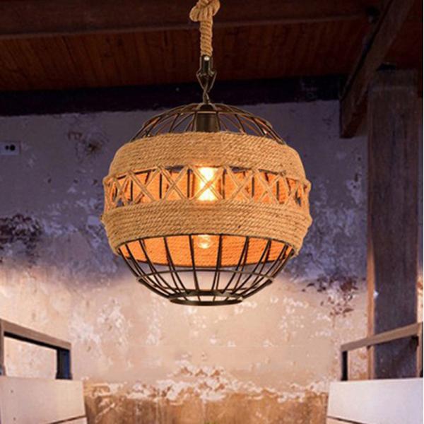American Loft Rural  Rope Pendant Lamp Industrial Restaurant Bar Cafe Light Pendant Lamp(WH-VP-122)