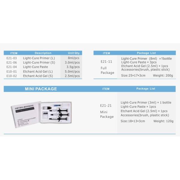 Light Cure Orthodontic Materials Dental Ortho Bonding Kit For Bonding Water Based Glue