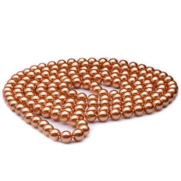 Luxury Gold Color Round 8mm Shell Pearl Sweater Necklace 55 Inches (N08230)