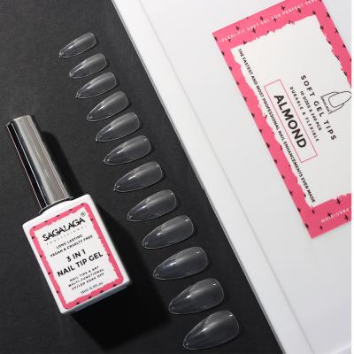 Almond Clear Nail Extension Tips 500pcs White Box Soft Gel Tips Customized Label for Press on Nail at within Finger