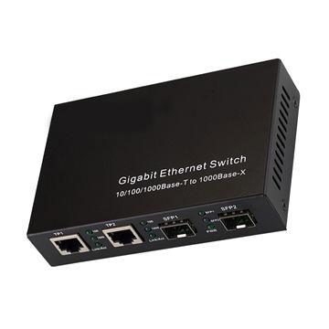 10/100/1000M Media Converter 4-TX + 2-FX(SC) Port Fiber Switch