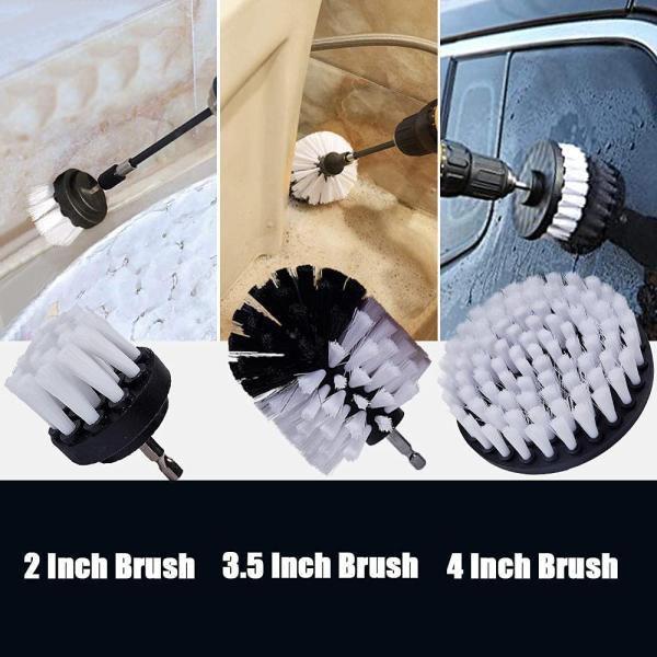 13cm Black Power Scrubber Drill Brush Set 9pcs Clean Car Cleaning