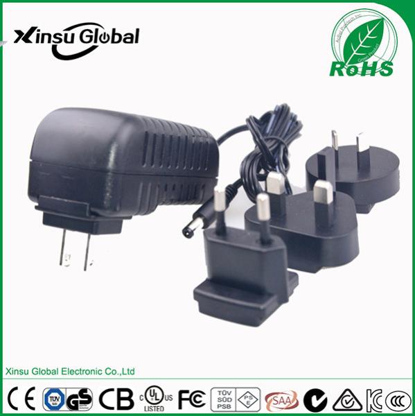 UK AU US EU plugs Interchangeable plugs power adapter 12 Volt 2 Amp