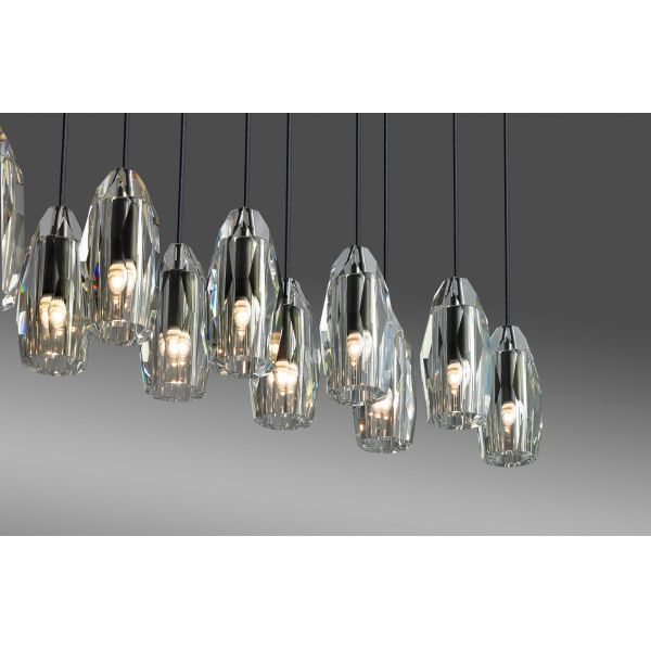 Yihao CHATELET Adjustable Height Linear Pendant Light with Brass Body and 50000 Hours Lifespan for Modern Living Room