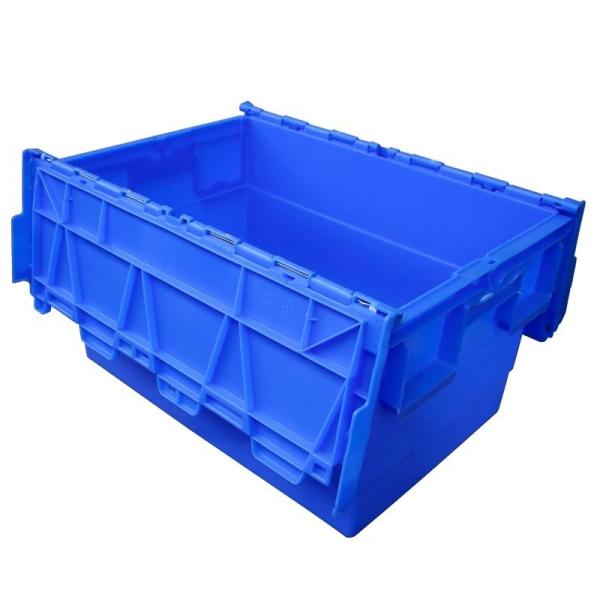 Large Size Distribution Container With Hinged Lid Storage Bins Plastic Stackable Large Plastic Attached Lid Container