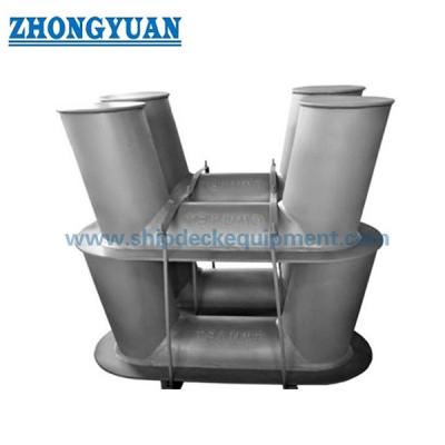 GB 556 Fabricated Welded Inclined Double Bitts Bollard With Plate Base Ship Mooring Equipment