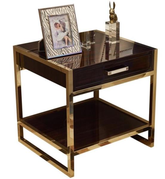 Brasss metal base high gloss finish 5-star hotel night stand,hotel bedside table for 5-star hotel