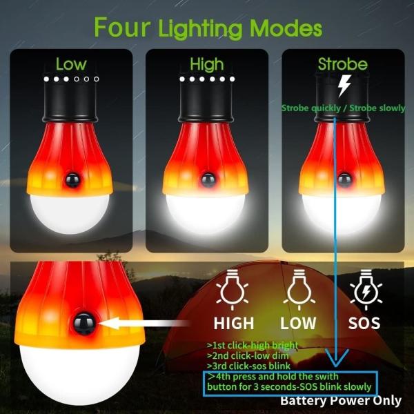 Tent Lamp Portable LED Tent Light Clip Hook Hurricane Emergency Lights LED Camping Bulb Camping Tent Lante