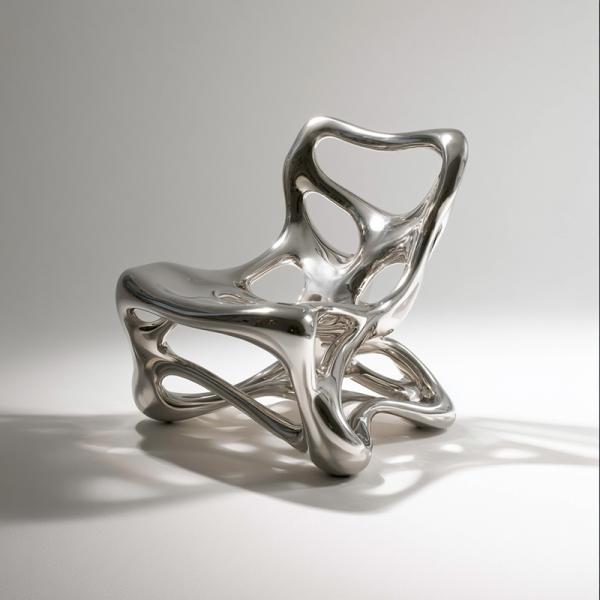 Chrome Armchair Stainless Steel Sculpture Polished Artistic Decor For Lobby