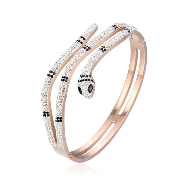 Medusa Snake All Diamond Bracelet Personalized Stainless Steel Gold Bangle