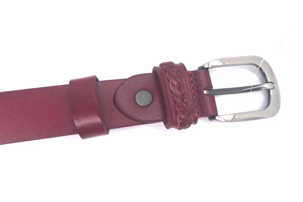 Soft Double Loop Women Leather Waist Belts With Single Prong Buckle
