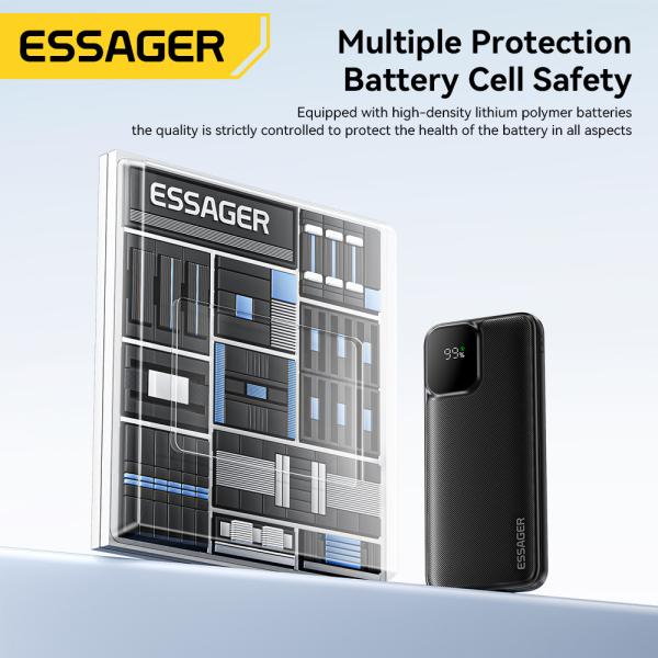 ESSAGER ES-D023 22.5W Digital Portable 20000mAh Power Bank with Cable