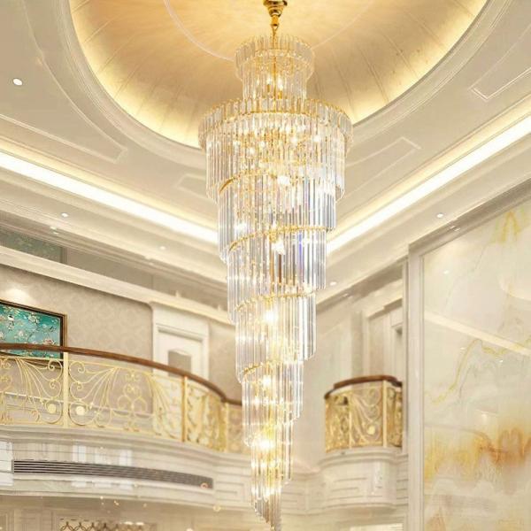 JYLIGHTING S Golden Crystal Pendant Light Villa Stair Luxury Crystal Chandelier Wedding Hotel Hall LED Crystal Lamp