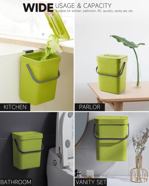 Compost Bin Indoor Kitchen Home Sealed Hanging Small Trash Can Rubbish Bin Waste Bins with Lid