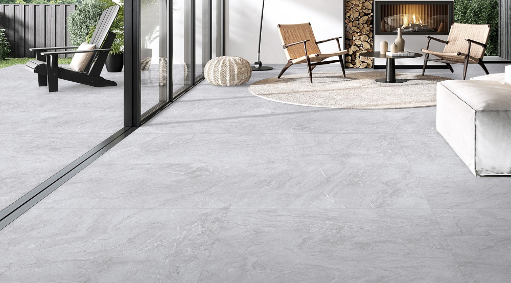 600x1200mm Contemporary Light Grey 3D Velvet Project Floor Tile