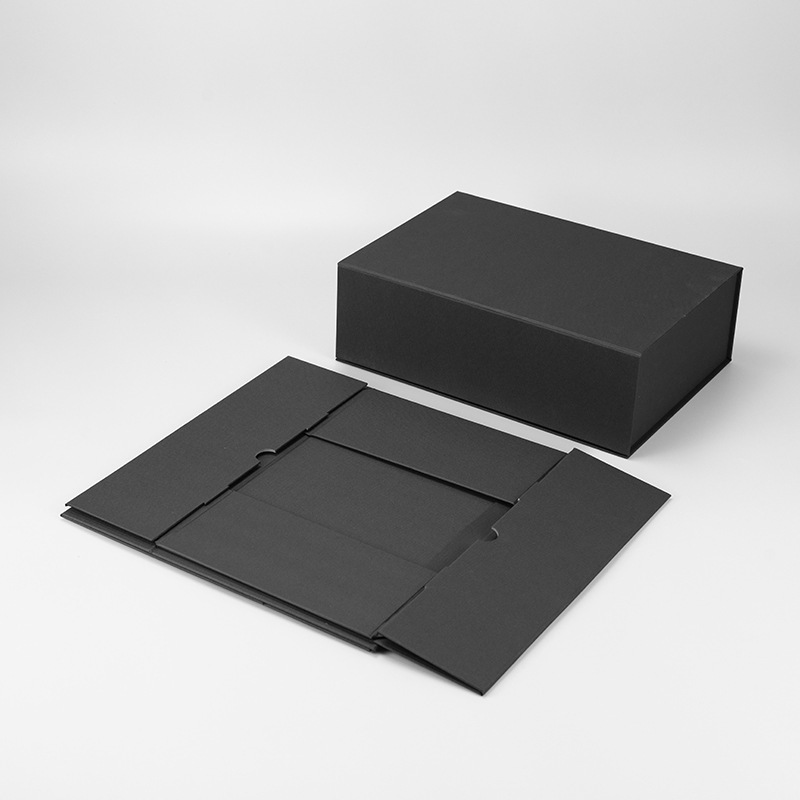 CMYK Full Color Collapsible Magnetic Gift Boxes For Watch Manufacturers Black Foldable Boxes