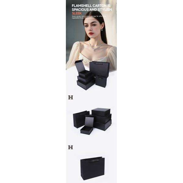 Paper jewelry Gift Box Packaging Eco Friendly Cardboard black Magnetic Jewelry Box