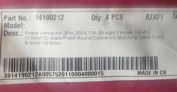 Huawei Waterproof AC power connector RRU 3606 3151 3161 3182