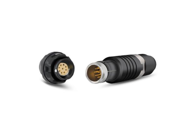 9 Pins Metal Waterproof Power Connector , Coaxial Power Connector Black Coloe