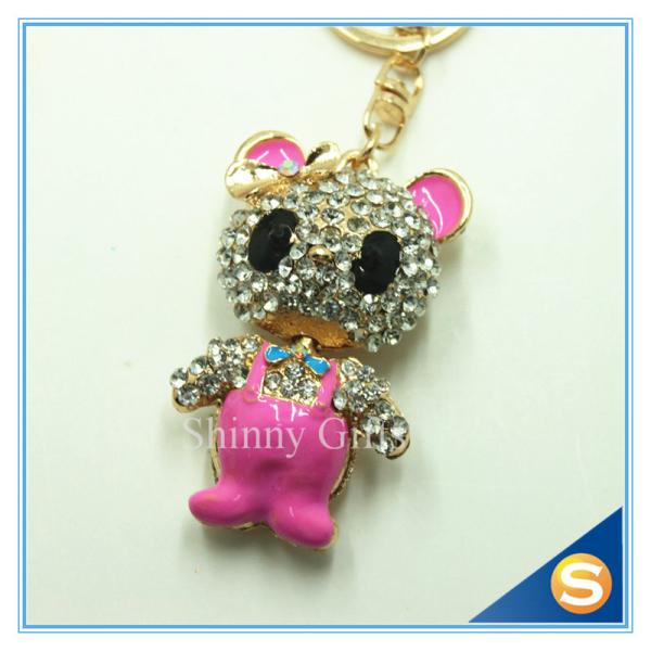 3D Teddy Bear Cute Cartoon Rhinestone Animal Shape Key Chain for Valentine's Day Gift