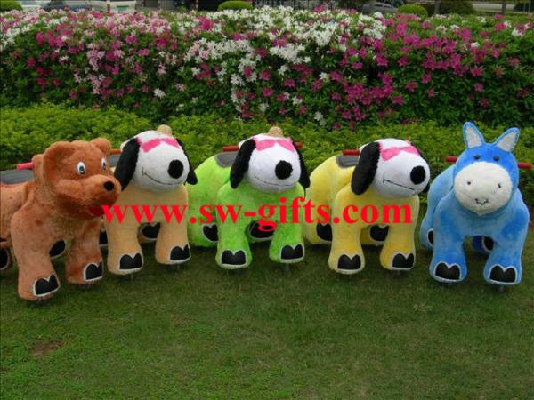 Funny kid toys motorized plush riding animal ,animal scooter in mall