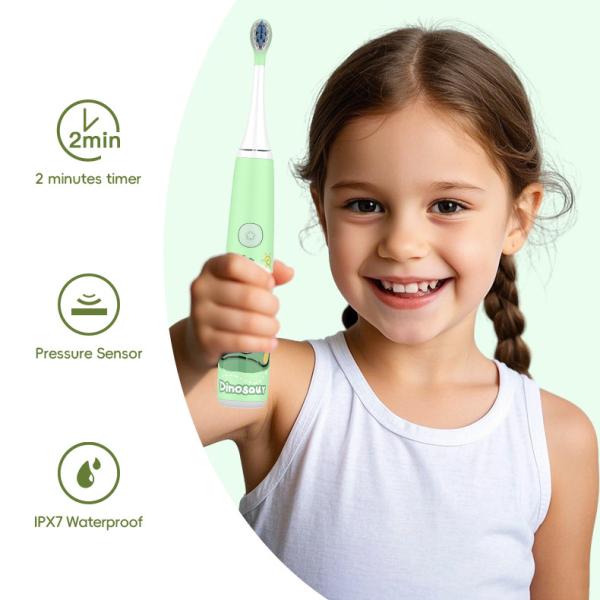 Rechargeable Cartoon Smart Children Waterproof Electric Toothbrush for 3-13 Year Old Kids