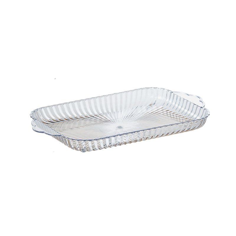 Square Transparent Gold PET Plastic Fruit Tray Luxury Living Room Snacks & Coffee Table Candy Tray for Kitchen Use
