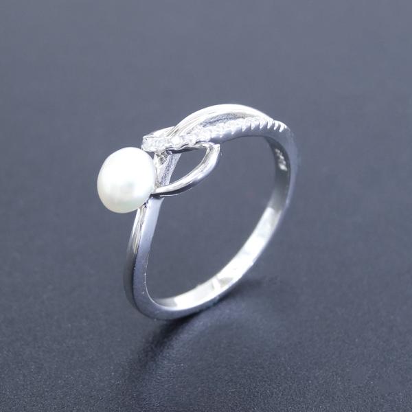 Кольцо жемчуга 2 полуокружностей серебряное/кольцо жемчуга чистых ювелирных изделий страза белое