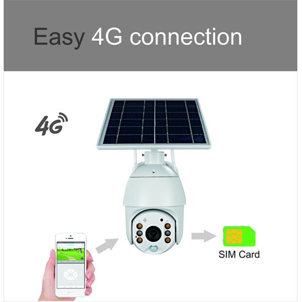 4G CCTV Solar Powerd Camera Wireless Pan Tilt Outdoor Dome Camera