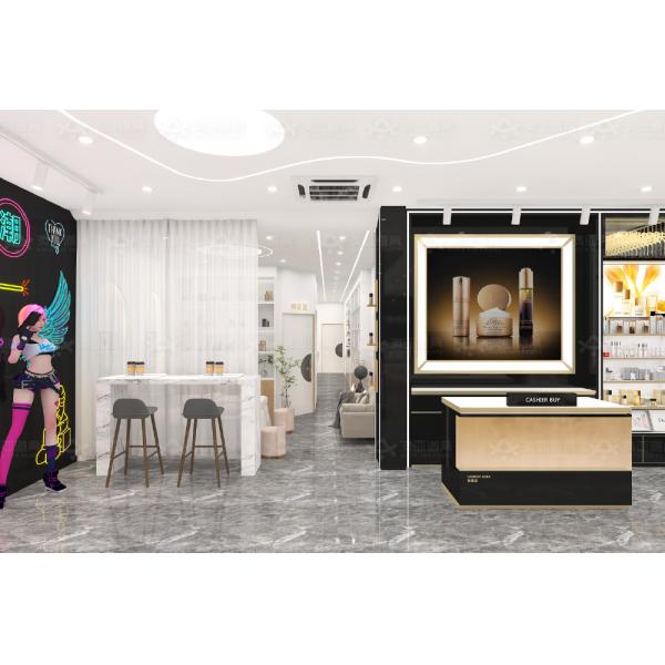 Magasin de beauté Décoration d'intérieur Tableau laminé or noir Plateau d'affichage cosmétique pour l'affichage des magasins de détail et la décoration des magasins de soins de la peau