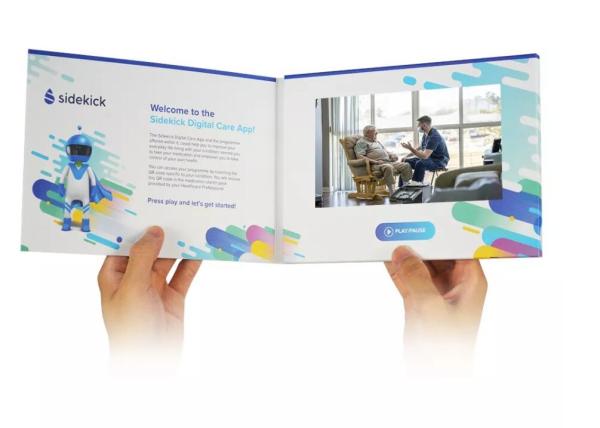 Custom video brochure for video marketing, 7 inch LCD video player card video book