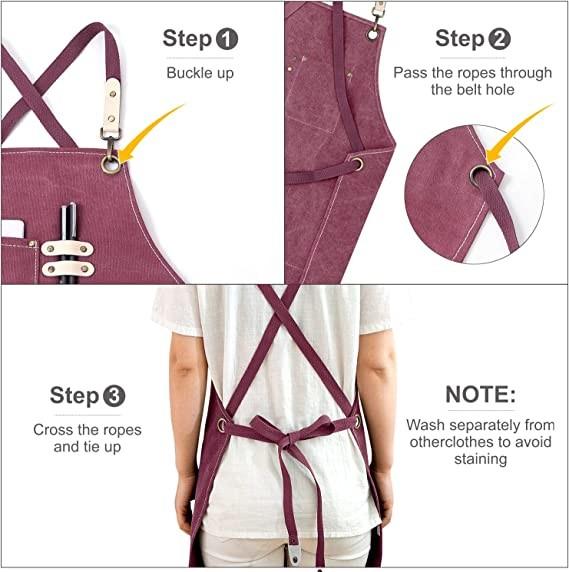 Gardening Work Garden Tools Storage Aprons Waterdrop Resistant Cotton Canvas Cross Back Adjustable Apron
